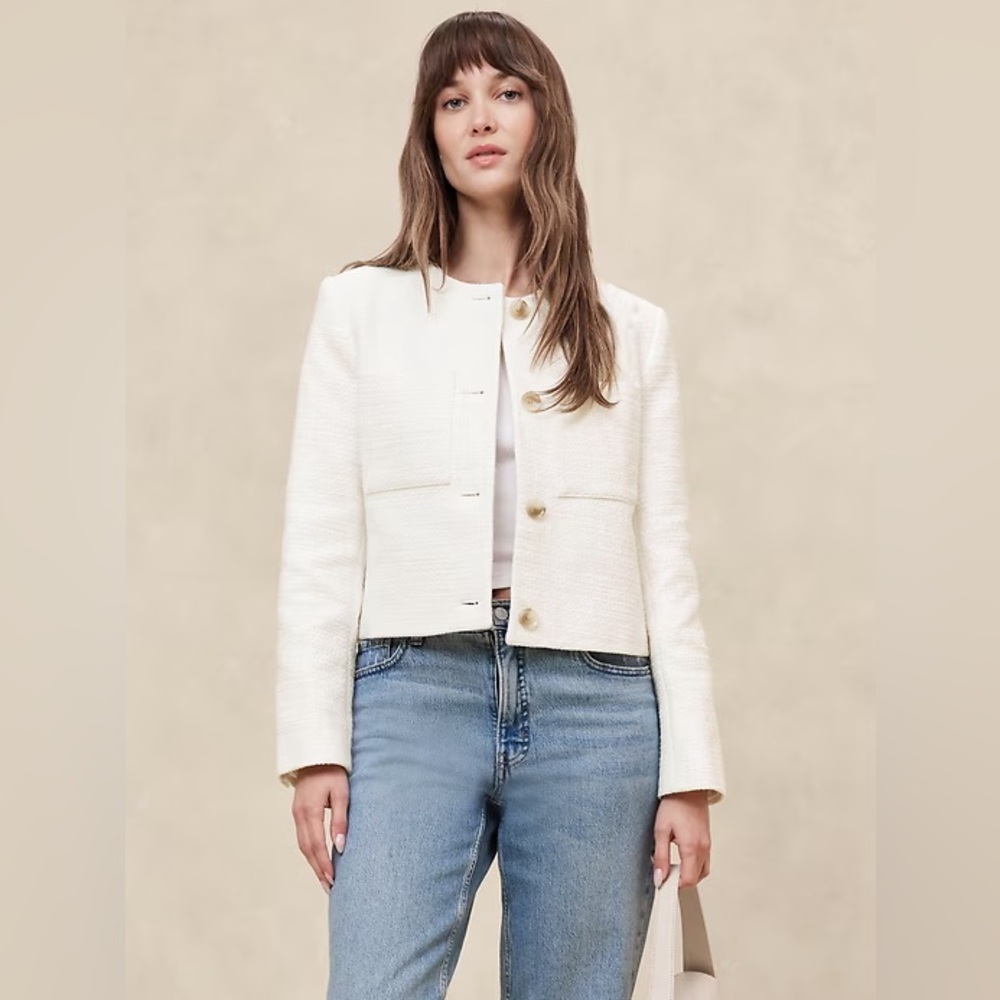 Banana Republic Textured Cream Blazer NWT